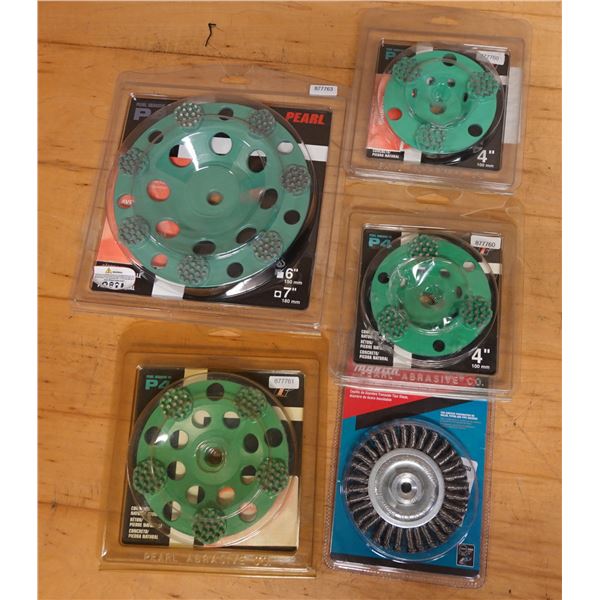 Qty 4 Pearl Abrasive Co. Diamond Cup Wheels 