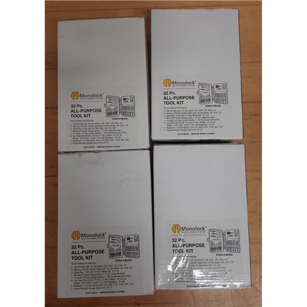 Qty 4 Boxes Monolock MLK32 All-Purpose 32-Pc. Tool Kits, New