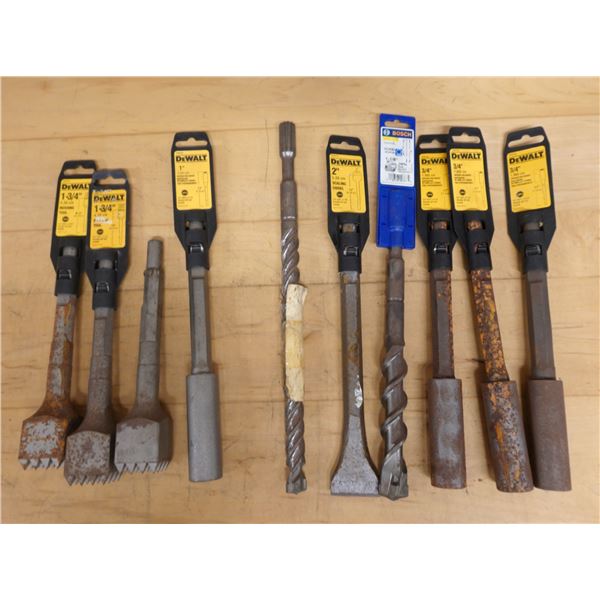 Multiple DeWalt Bushing Tools, Ground Rod Drivers, Scaling Chisel, etc. (Some Rust)