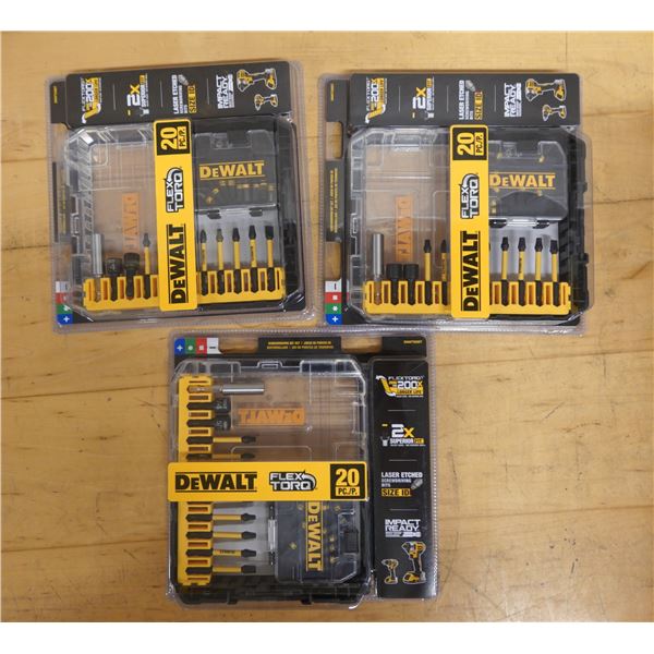 Qty 3 DeWalt Flex Torq DWAFT20SET Impact Driver Bit Sets, New in Packages