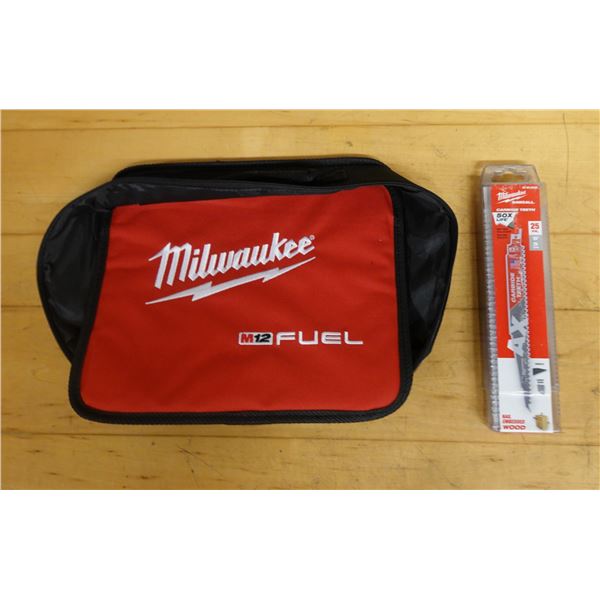 Milwaukee 48-00-8526 Carbide Teeth Sawzall Blade 25-pack & M12 Fuel Zipper Bag, New
