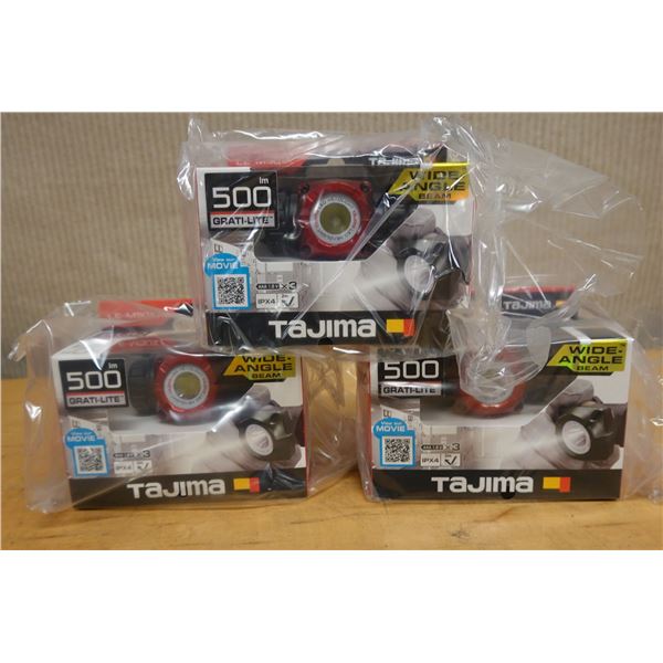Qty 3 Tajima LE-M501D 500 Lumen Wide Angle Beam Headlamps, New in Packages