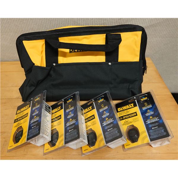 Qty 4 DeWalt DCE041 Bluetooth Tool Connect Tags, New in Package w/ Carry Case