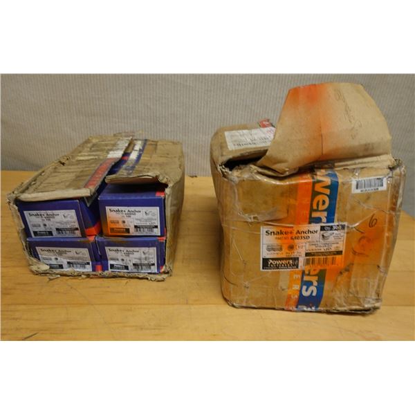 Qty 4 Boxes Powers Fasteners 6400SD Snake Anchors & Approx. 10 Boxes 6403SD Snake Anchors New