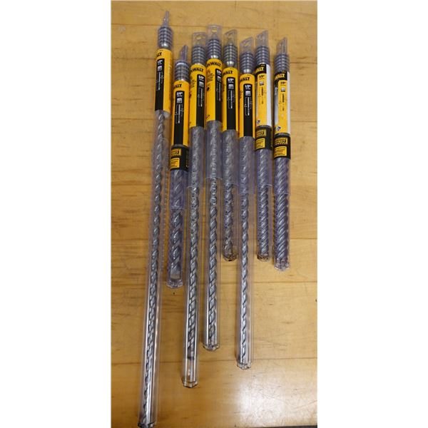 Qty 8 DeWalt SDS Max Rotary Hammer Drill Bits Misc Sizes