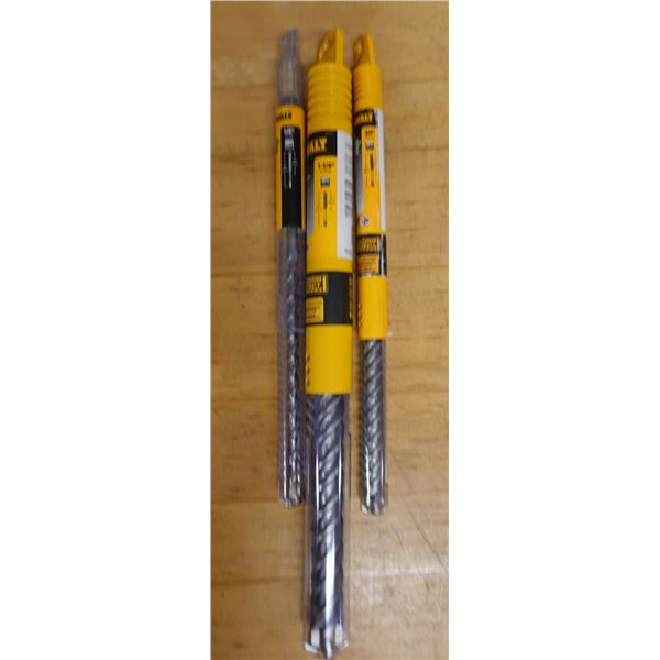 Qty 3 DeWalt SDS Max Rotary Hammer Drill Bits Misc Sizes
