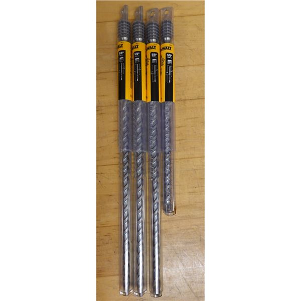 Qty 4 DeWalt SDS Max Rotary Hammer Drill Bits Misc Sizes