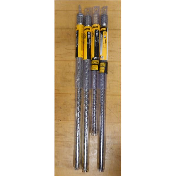 Qty 4 DeWalt SDS Max Rotary Hammer Drill Bits Misc Sizes