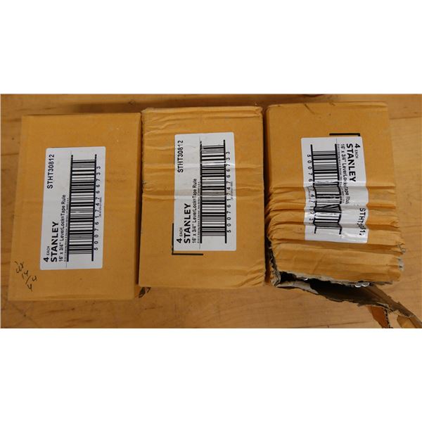 Qty 3 Boxes of 4 Stanley STHT30812 LeverLock Tape Rules New