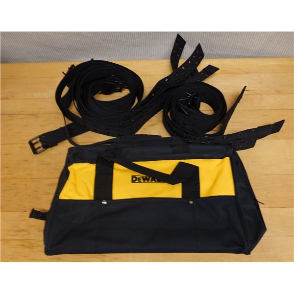 Qty 10 Black Canvas Double Grommet Belts & DeWalt Carry Case