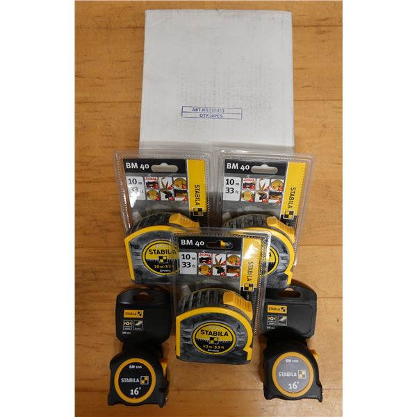 Qty 3 Stabila BM40 & 2 BM100 Tape Measures New in Packages