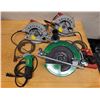 Image 1 : Qty 3 Used (Works) Skilsaw Circular Saws: SPT70 w/ 2 SPT67FMD Misc Sizes & Metabo CN16SA Nibbler