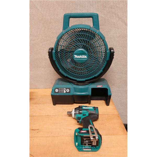 Qty 2 Used Makita Power Tools: GWT05 Impact Wrench & CF001G Fan (Works - Battery Not Included)