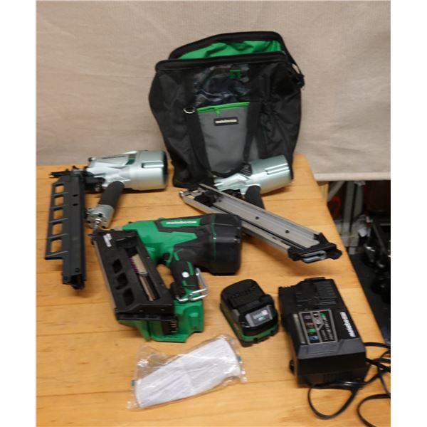 Used Metabo HPT VR3665DA Nailer, NR83A5 & NR65AK2 Strip Nailers, Charger, etc in Bag