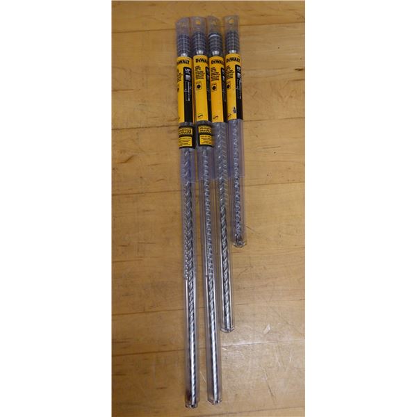 Qty 4 DeWalt Rotary Hammer Drill Bits, Misc Sizes New in Packages