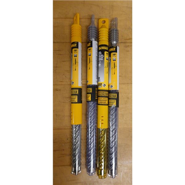 Qty 4 DeWalt Rotary Hammer Drill Bits, Misc Sizes New in Packages