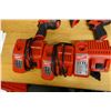 Image 2 : Qty 4 Milwaukee Power Tools: Hammer Drill Drivers, Impact Wrench, Caulk Gun, Chargers, Bags, etc (us