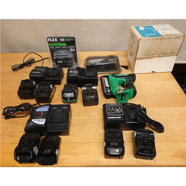 Delta Lamp Attachment, Metabo Nailer, Misc Batteries & Chargers, etc  (condition unknown)