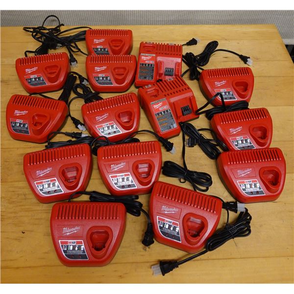 Qty 14 Milwaukee M12 & M18 Chargers (used)
