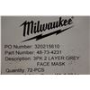 Image 5 : Qty 72 Milwaukee 48-73-4231 Grey 2-Layer Face Masks New in Box