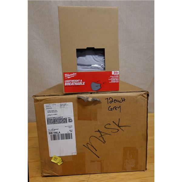 Qty 72 Milwaukee 48-73-4231 Grey 2-Layer Face Masks New in Box