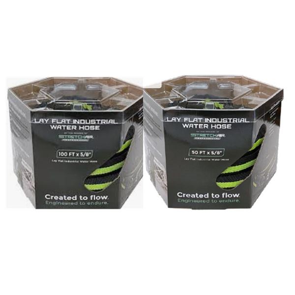 Qty 2 Stretch Air Lay Flat Industrial Water Hoses 100ft & 50ft New in Packages