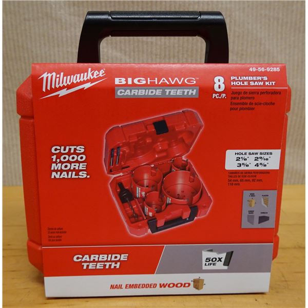 Milwaukee 49-56-9285 Big Hawg 8-Pc. Plumber's Hole Saw Kit New in Hard Case