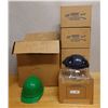 Image 1 : Qty Approx. 5 Black ERB Face Shields & 5 Green Helmets New in Box