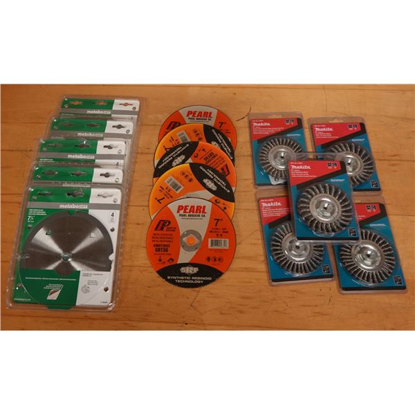 Qty 5 Makita Fiber Cement Blades, 5 Twist wire Wheels & 5 Pearl Cut-Off Wheels