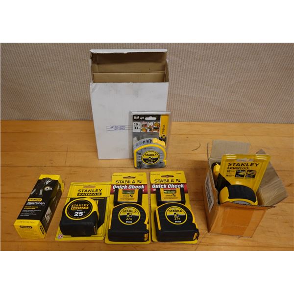 Multiple Stabila BM40 & Stanley Leverlock & Fat Max Tape Measures New