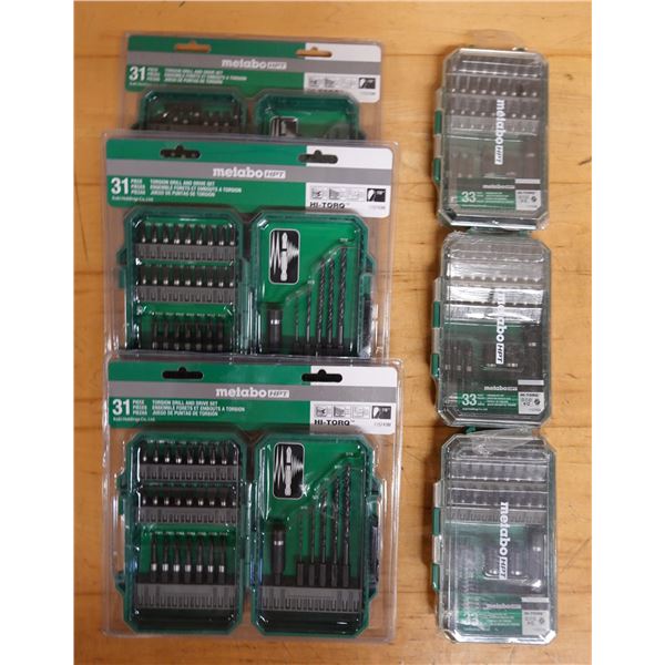 Qty 3 Metabo HPT 115742M 31-pc. Torsion Drive Sets & 3 @ 115745M 33-pc. Torsion Bit Sets New