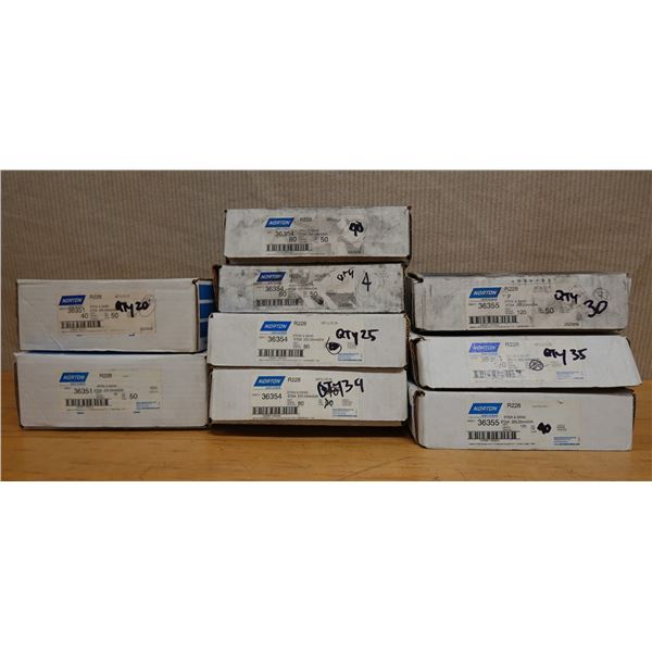 Qty 9 Partial Boxes Norton Stick & Sand Discs, Misc Sizes