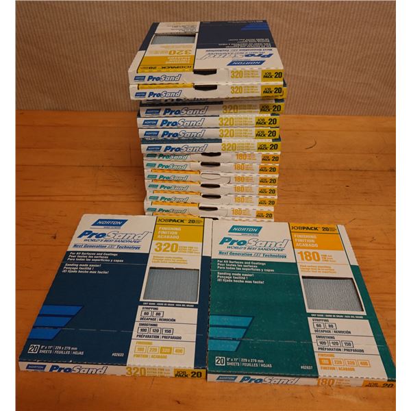 Qty Approx. 16 Boxes Norton ProSand JobPacks 20 Sheets Fine & Extra Fine Grit Finishing Sandpaper
