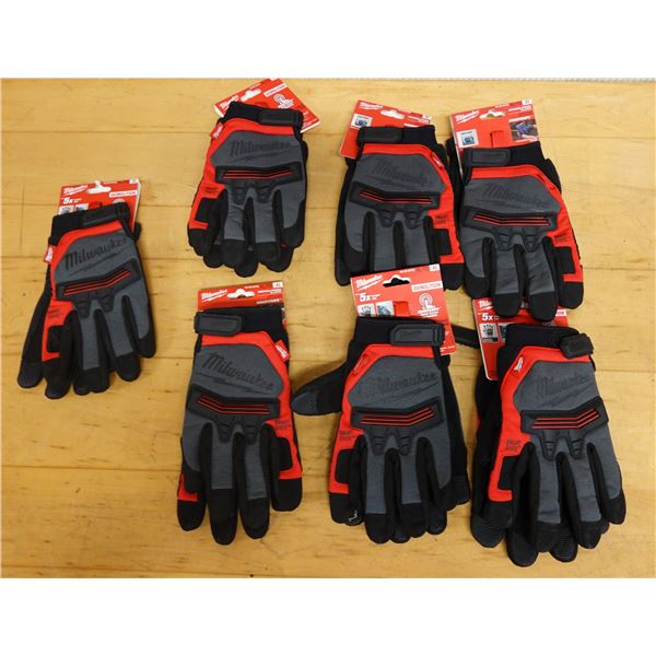 Qty 7 Pair Milwaukee 48-22-8733 Demolition Gloves Size XL