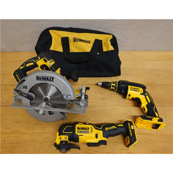 DeWalt DCS354 Multi-Tool, DCF Drywall Screw Gun, DCS570 Circular Saw & Bag (used)