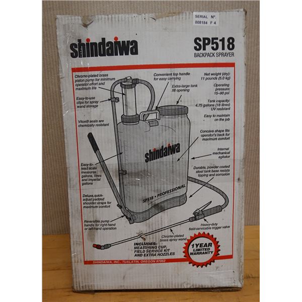 Shindaiwa SP518 Backpack Sprayer New in Box