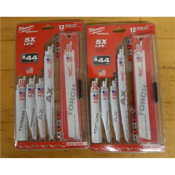 Qty 2 Milwaukee 49-22-1129 12-pc. Demolition Blade Sets New in Packages