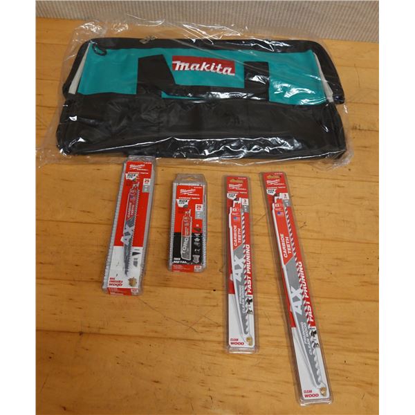 Qty 4 Milwaukee Sawzall Blade Multi-Packs, Misc Sizes New in Package & Makita Bag
