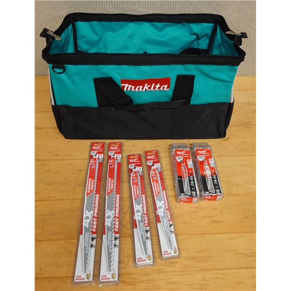 Qty 6 Milwaukee Sawzall Blade Multi-Packs, Misc Sizes New in Package & Makita Bag