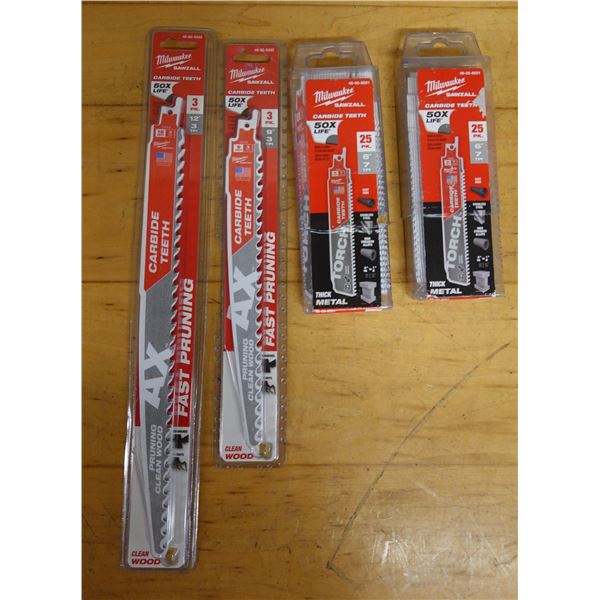 Qty 4 Milwaukee Sawzall Blade Multi-Packs, Misc Sizes New in Package