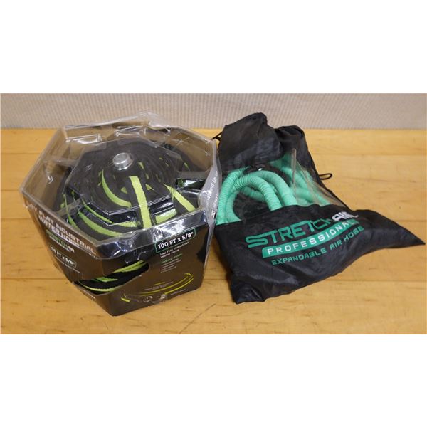 Qty 2 Stretch Air Lay Flat Industrial Water Hoses, Misc Sizes