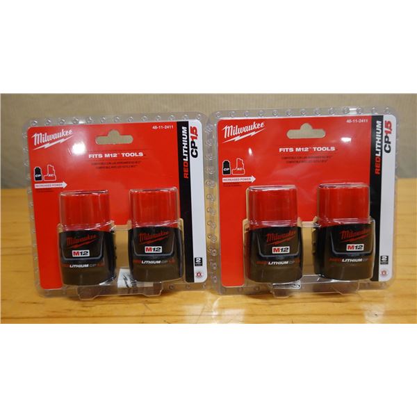 Qty 2 Milwaukee 48-11-2411 Red Lithium M12 Batteries, New in Package