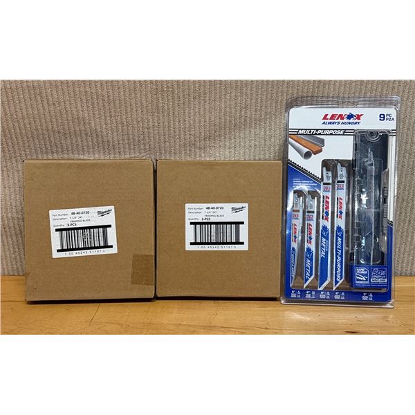Qty 3 Boxes of 3 Milwaukee 48-40-0720 Framing Blades & Lenox Reciprocating Saw Blade Kit