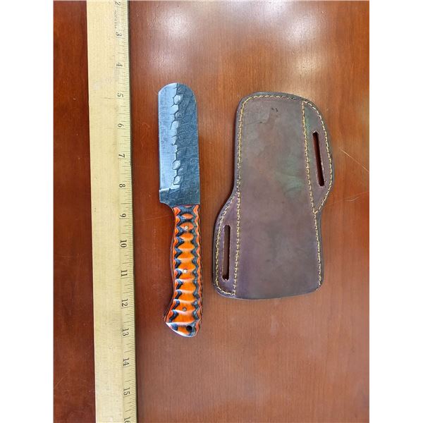 Hand Forged Steel Knife w/ Leather Sheath
