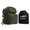 Image 1 : Tactical Backpack w/10"x12" Level III+ STR's Cut PE Hard Ballistic Plate - Green