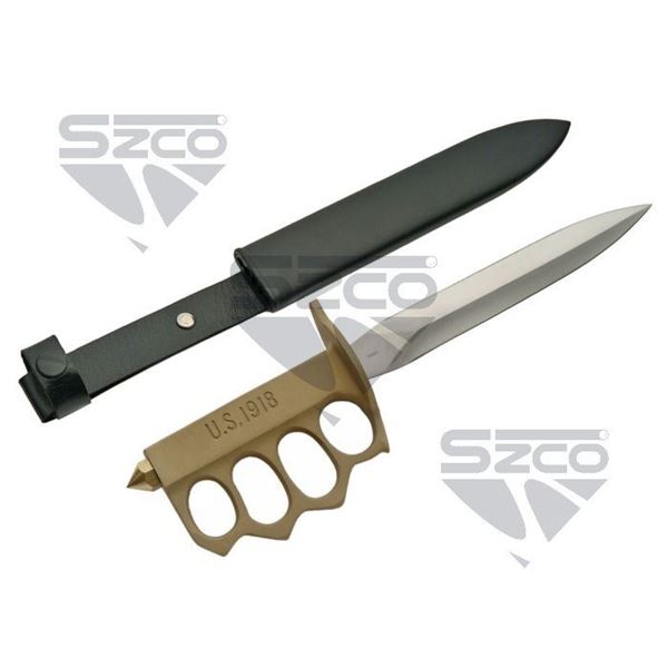 12" 1918 WWI TRENCH BRASS FINISH KNIFE