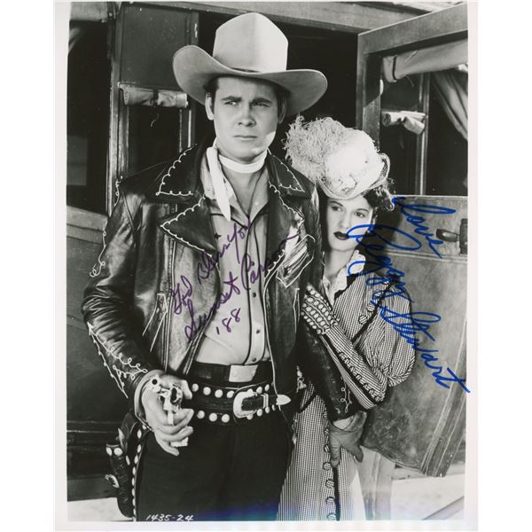 Billy The Kid Sunset Carson and Peggy Stewart signed movie still photo
