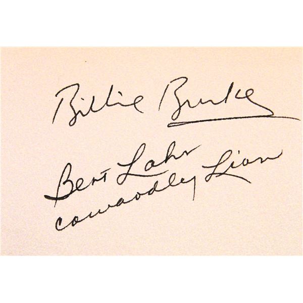 The Wizard of Oz Billie Burke & Bert Lahr signature slip