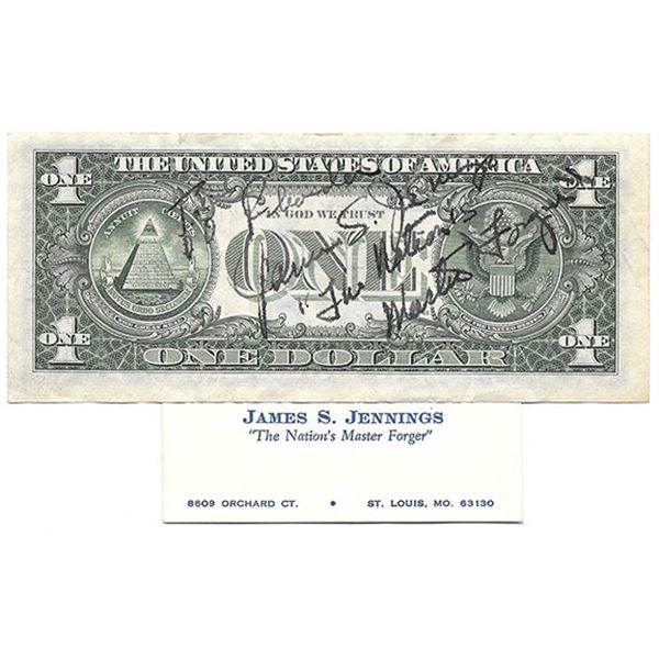 Counterfeiter James S Jennings Signed Card