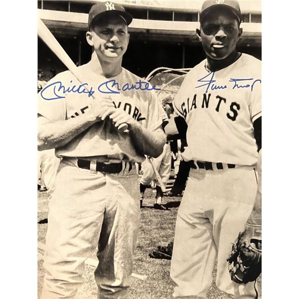 Mickey Mantle and Willie Mays facsimile signed photo